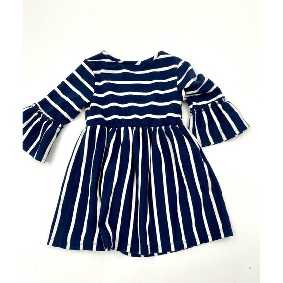 Dresses Healthtex Toddler Girls Blue White Striped Shirt Dress Ruffled Sleeve Size 3t Poshmark